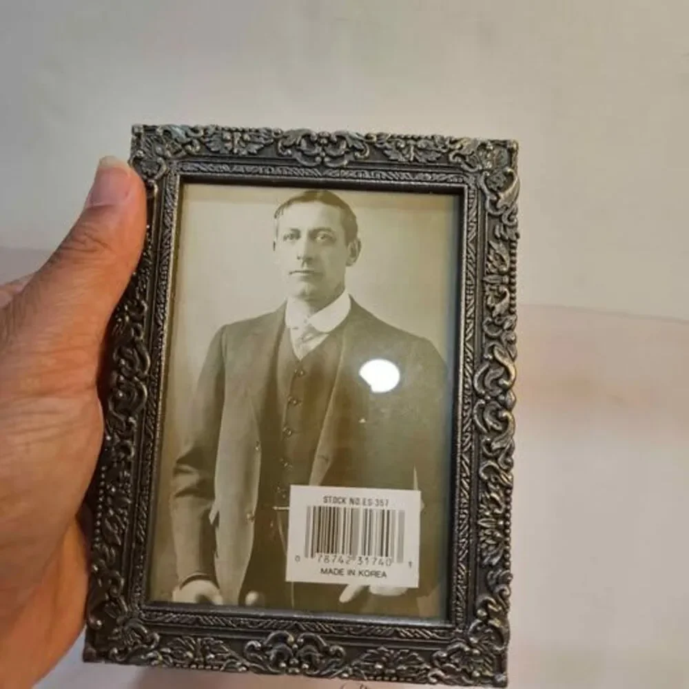 Ornate Pewter-Tone Metal Picture Frame